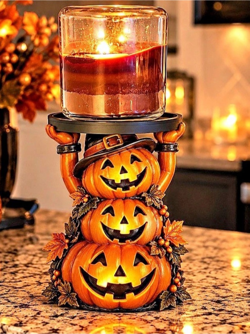 Bath & Body Works Orange Corduroy Pumpkin 3-Wick Candle Holder